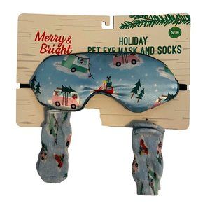 Merry and Bright Holiday Pet Eye Mask and Socks Pet Camper S/M